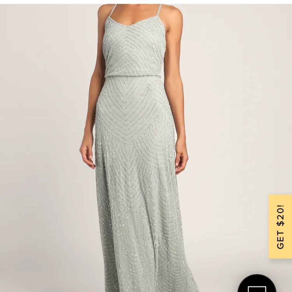Lulus sage green long dress, size 4
